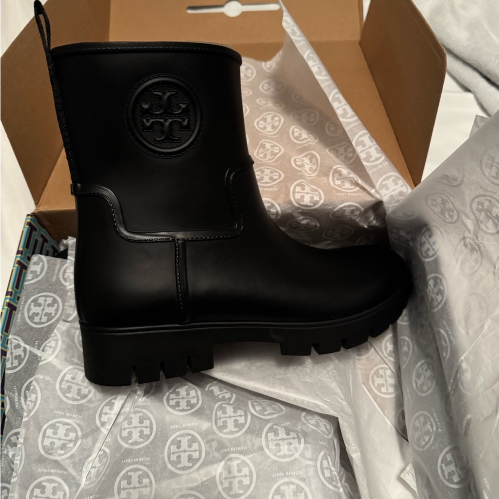 Tory Burch Perfect Black Ankle Rain Boots